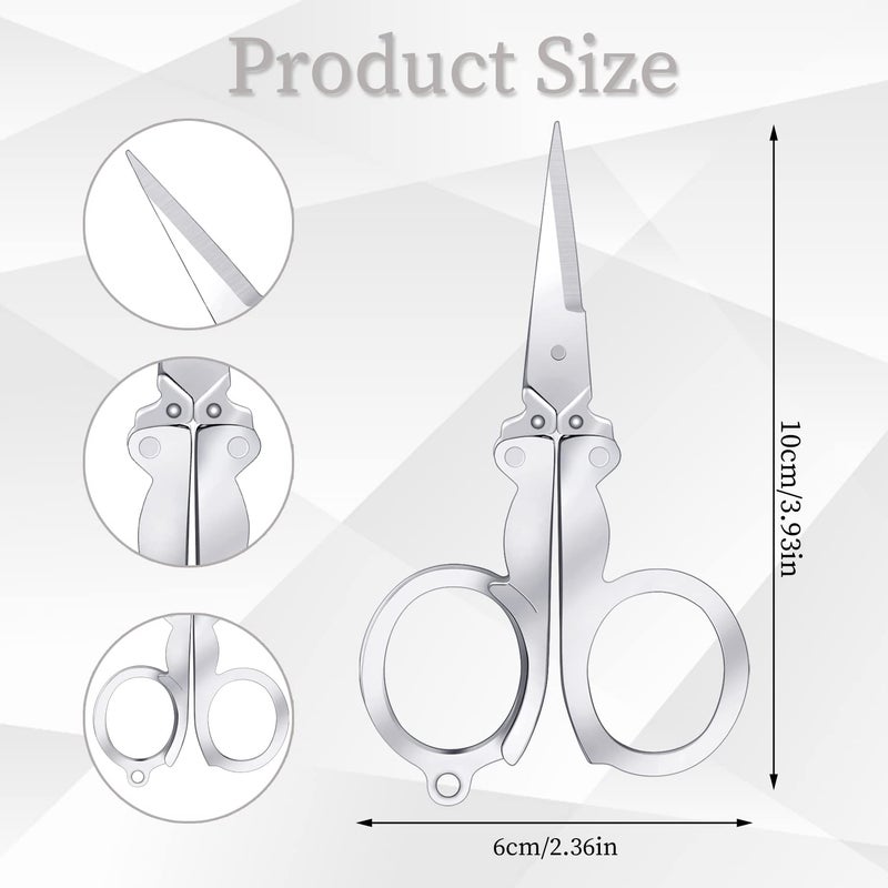 SUMAJU Folding Scissors, 4Pcs Stainless Steel Small Scissors Pocket Portable Foldable Travel Scissors Tiny Mini Craft Cutter - Image 2